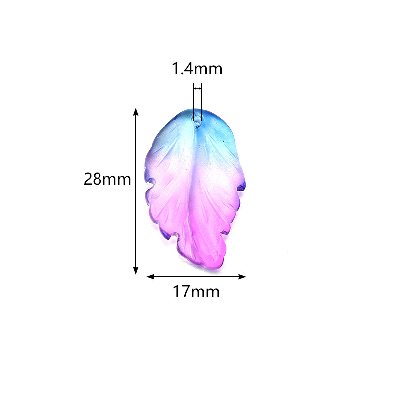 Wholesale of popular transparent colored gold sand leaf pendants in Europe and America, diy maple leaf bags, pendants and small accessories pic 25