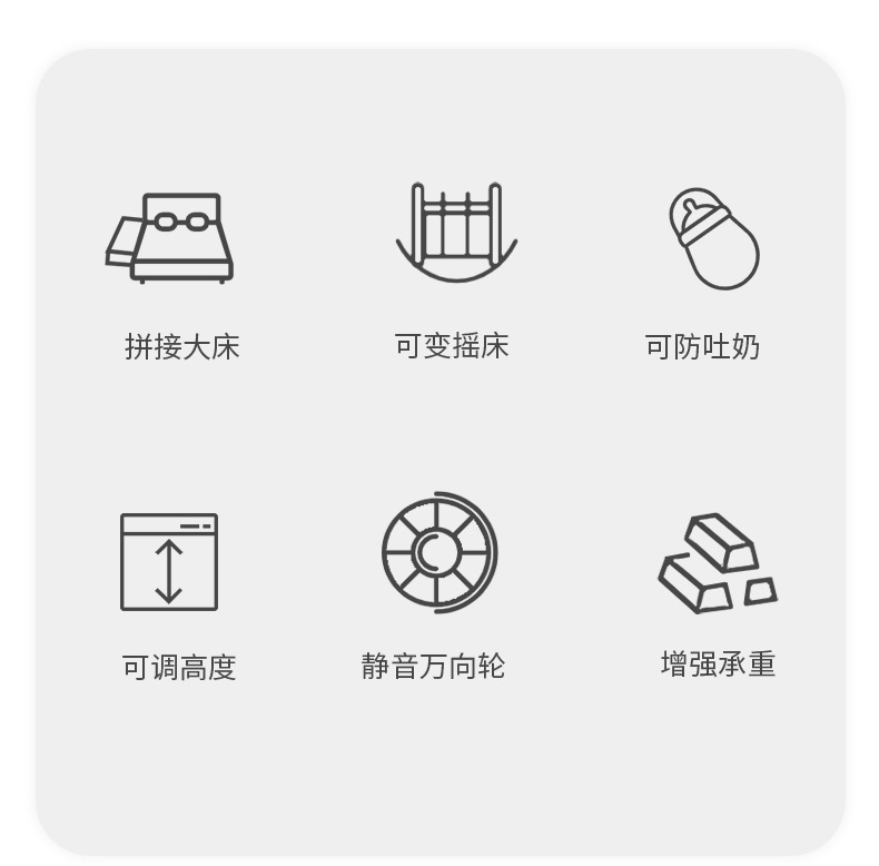铝合金婴儿床可移动便携式摇篮床可折叠多功能bb床新生儿拼接大床详情4