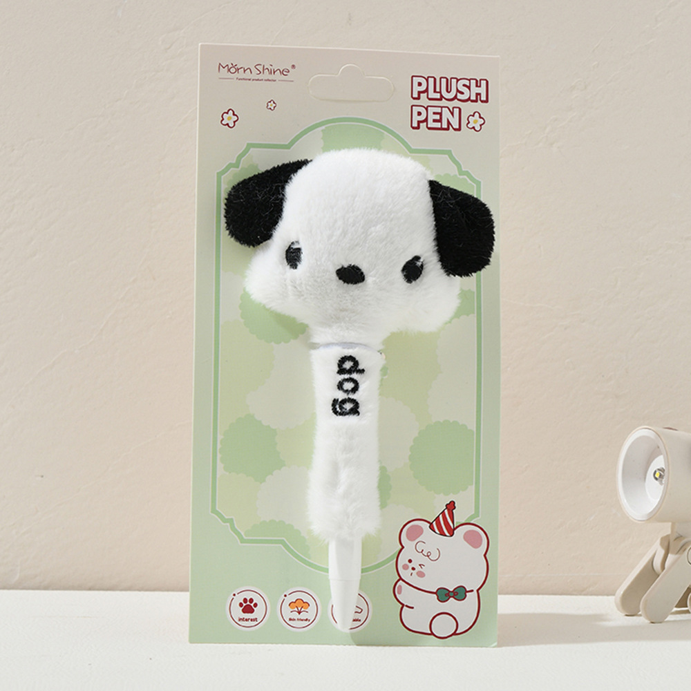 晨兮毛绒笔熊猫笔可爱笔按动中性笔黑色可爱创意黑笔学生用品文具详情2