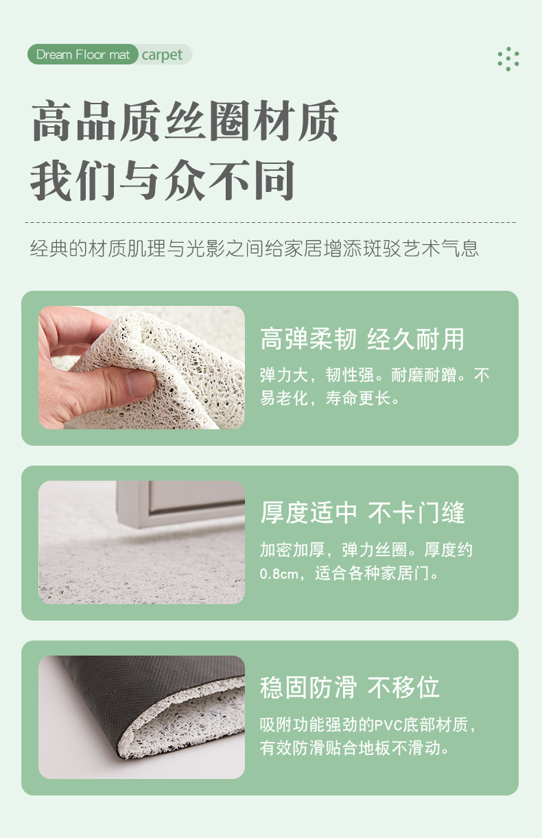 Nut platter silk ring floor mat for home entrance, cut-able PVC wear-resistant foot mat for scraping mud and soil, entrance floor mat pic 4