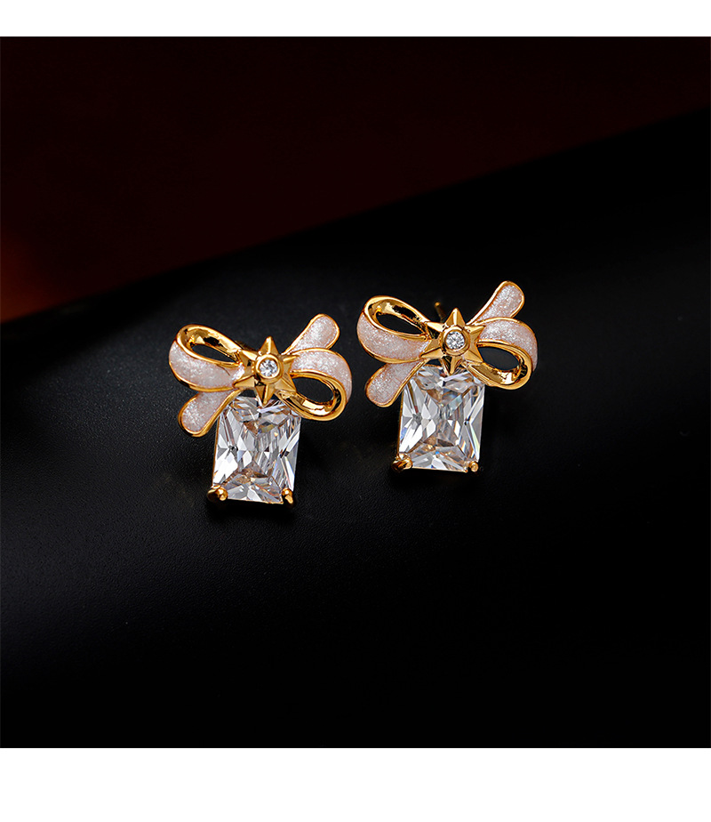 Hyacinto moda luz extravagancia superflash geometría circonitas pendientes esmalte goteado aceite blanco nacarado arco orejas 2025 nuevo tidal pic 8