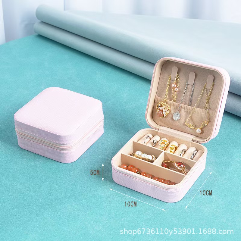 首饰盒收纳盒便携式耳钉耳环手饰品项链戒指小型精致迷你新款盒子详情5
