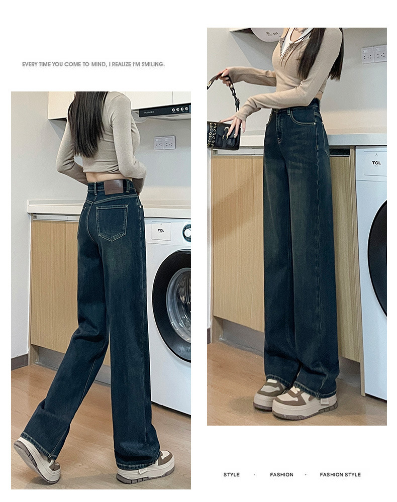 Straight-leg jeans for women in the spring and autumn of 2025, high-waisted light blue narrow style, slimming wide-leg pants, height-enhancing pants pic 23