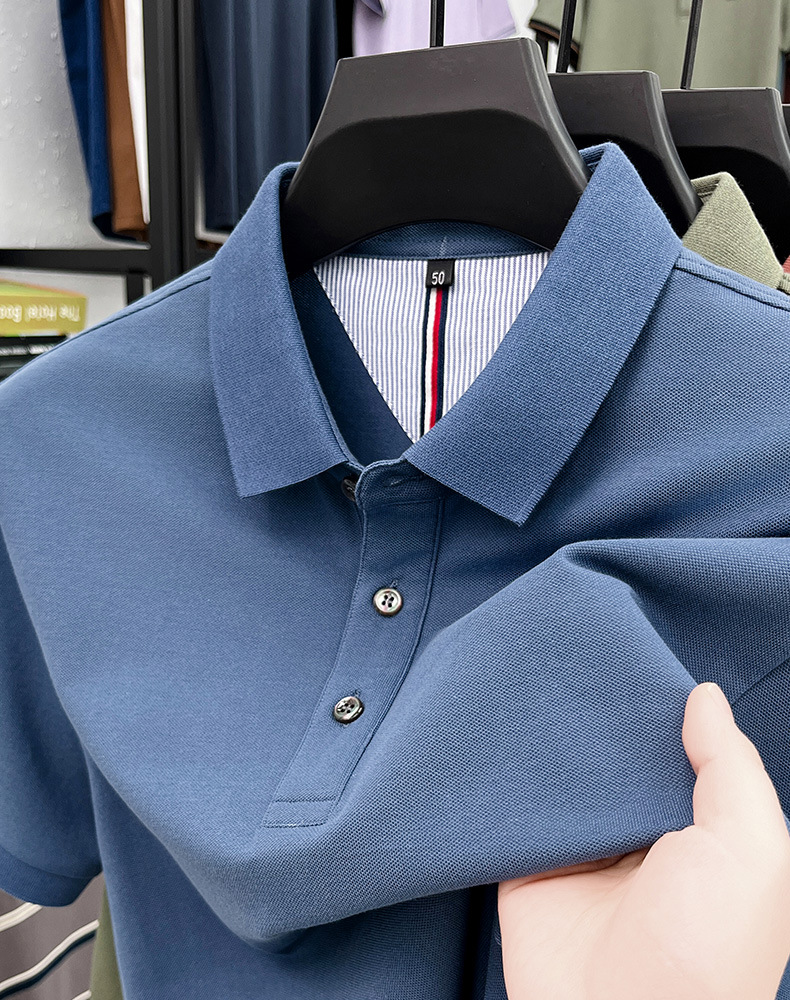 细珠地纯棉polo衫短袖男夏季新款中年纯色商务休闲翻领男士t恤详情22