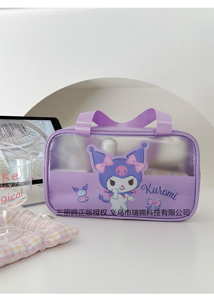 Sanrio officially authorized semi-transparent makeup bag, cute Kuromi makeup bag, portable hand-held small bag wholesale pic 8