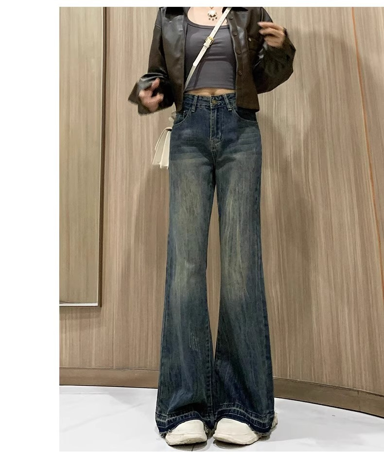 春装女2025年新款微喇牛仔裤女小个子宽松美式不贴腿喇叭裤子春秋详情7