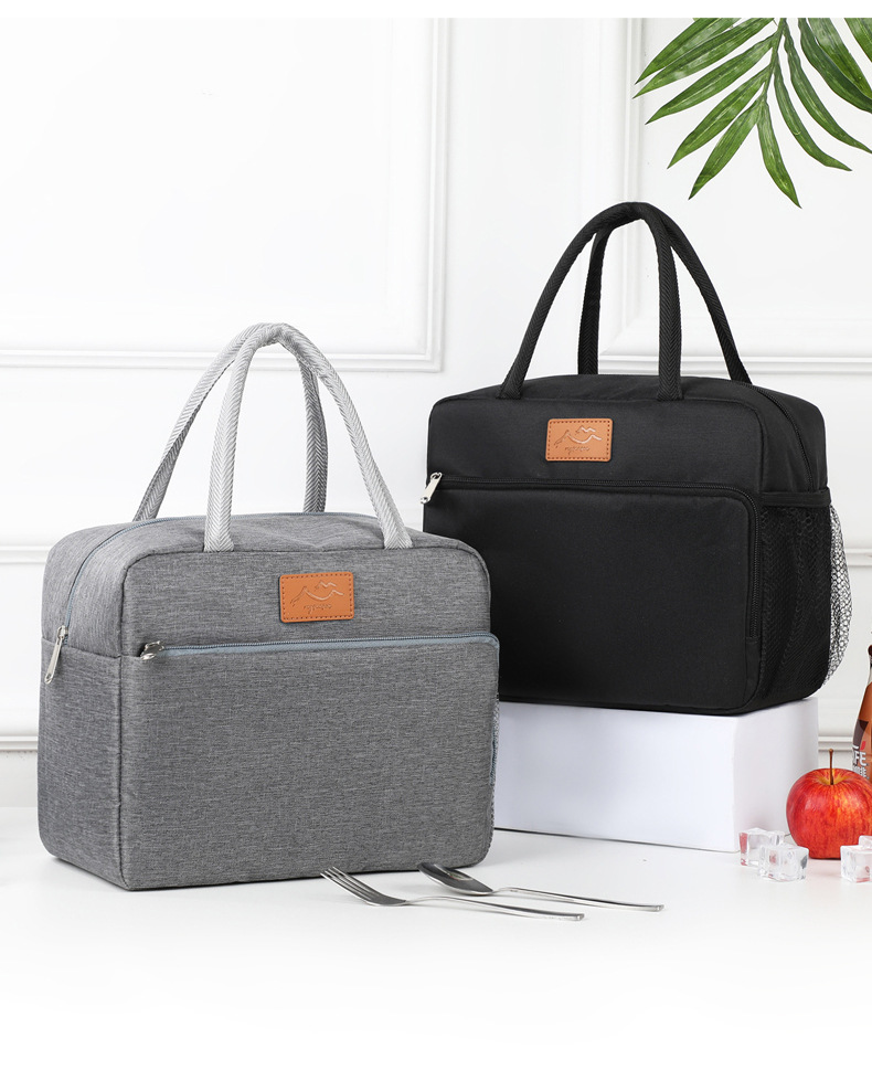 跨境热销保温包大容量手提包上班族通勤保鲜冰包阳离子纯色保温袋详情11