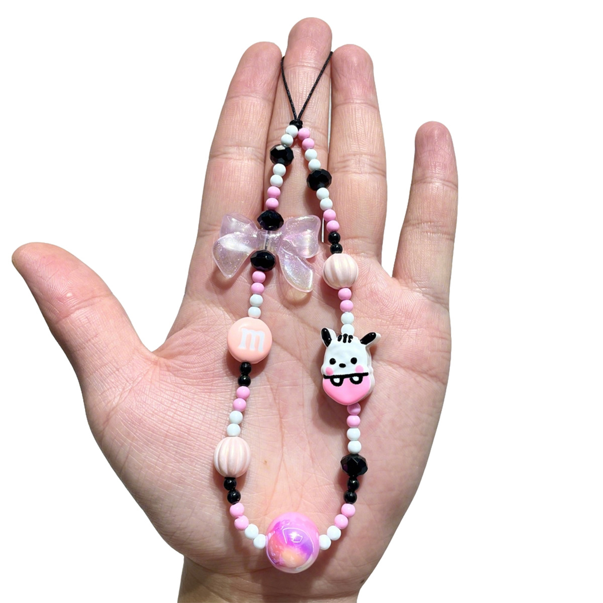 Gradient color-blocking cartoon beaded mobile phone chain, cute 3D doll hand-painted pendant, girlish Ins-style ccd pendant pic 5