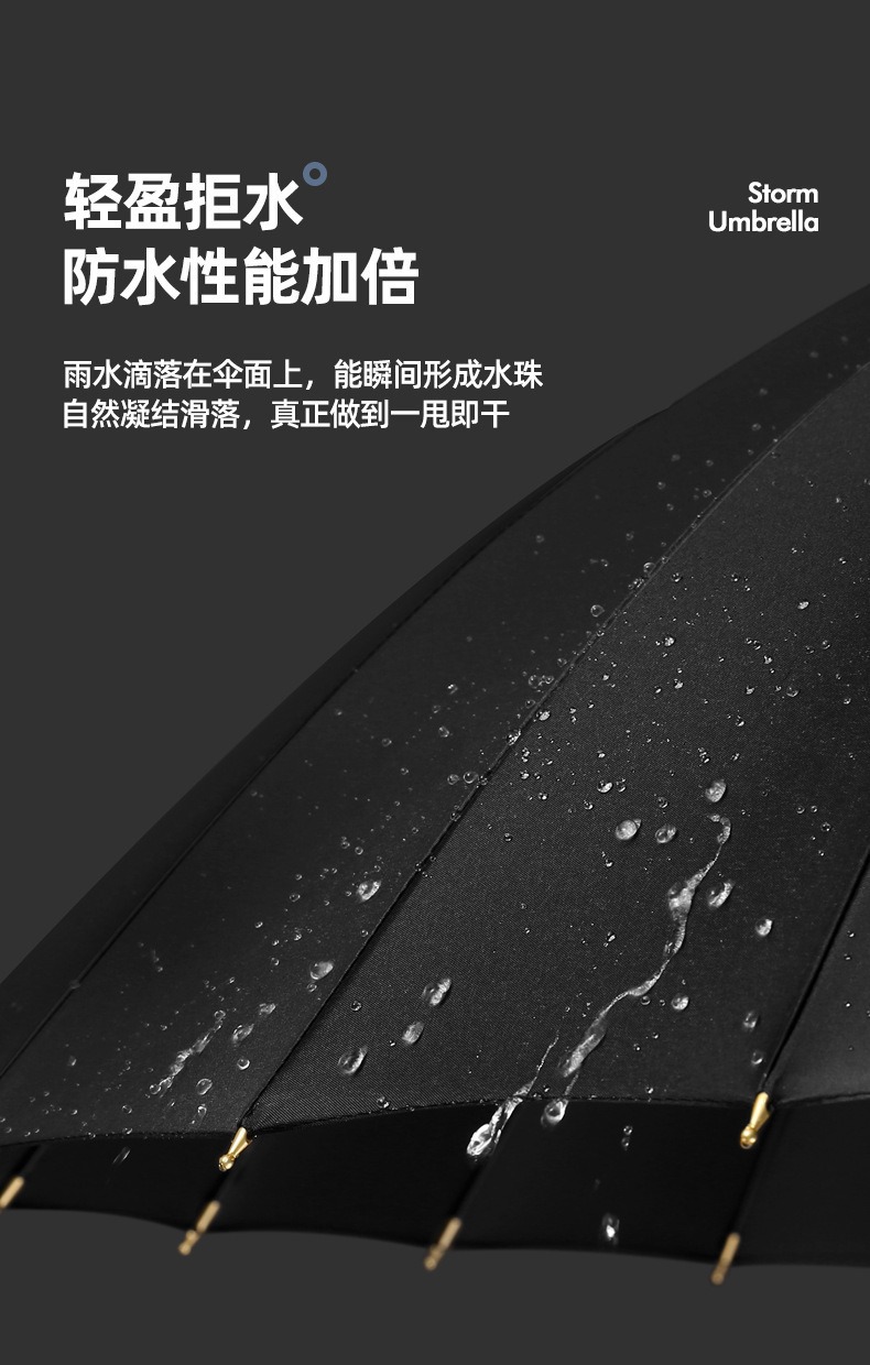 24骨雨伞超大号双人长柄伞加厚防晒加固抗风暴直杆广告伞定制logo详情15