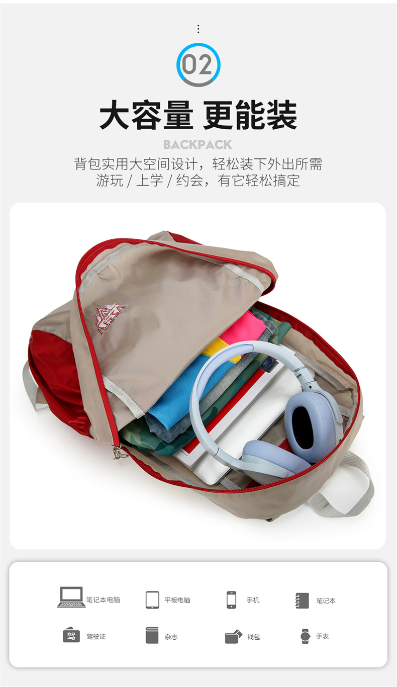  逸途 双肩包户外轻便轻便可折叠登山包大容量骑行跑步马拉松旅行背包详情8