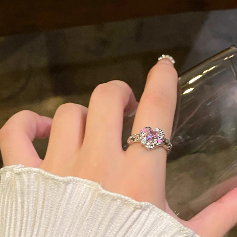 蝴蝶结爱心锆石开口戒指女甜酷百搭个性指环小众感时尚食指戒详情3