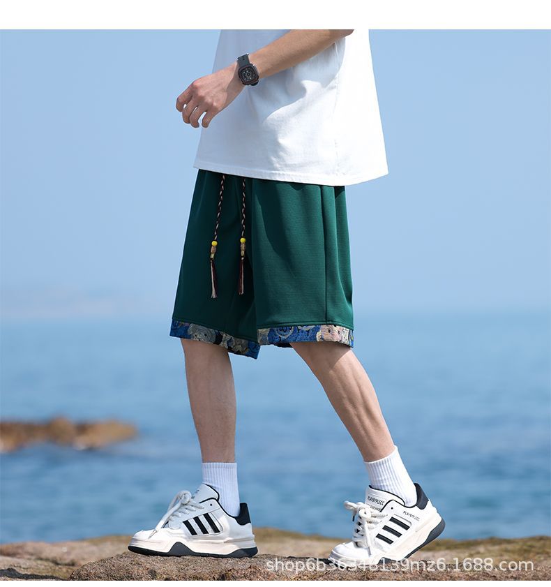 国潮新中式运动短裤男夏季新款沙滩裤潮牌国风刺绣休闲重磅篮球五分裤详情8