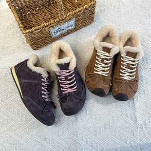 发泡底真皮雪地靴女2025冬季新款复古保暖女靴厚底增高百搭鞋子女详情4