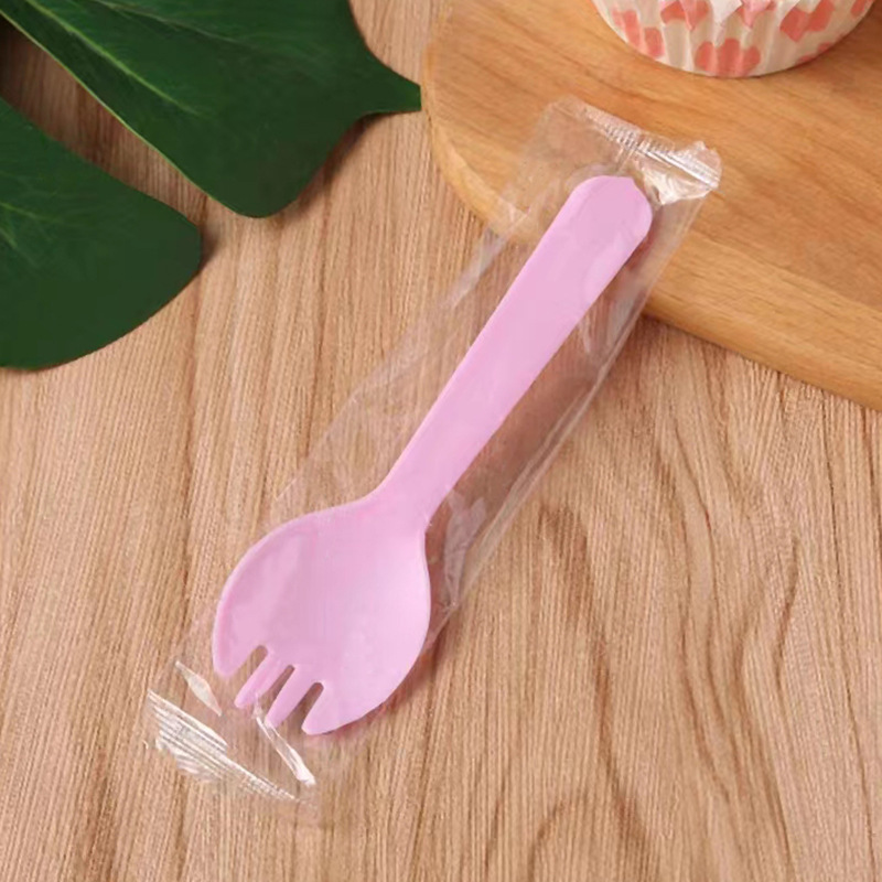 加厚一次性蛋糕叉子甜品勺子水果叉冰淇淋塑料磨砂叉勺独立包装详情8