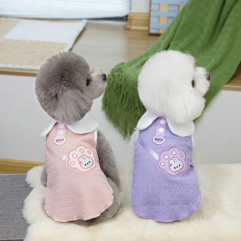 小狗狗衣服夏薄款夏泰迪雪纳瑞博美短袖T恤25朵朵兔T恤小型犬详情4