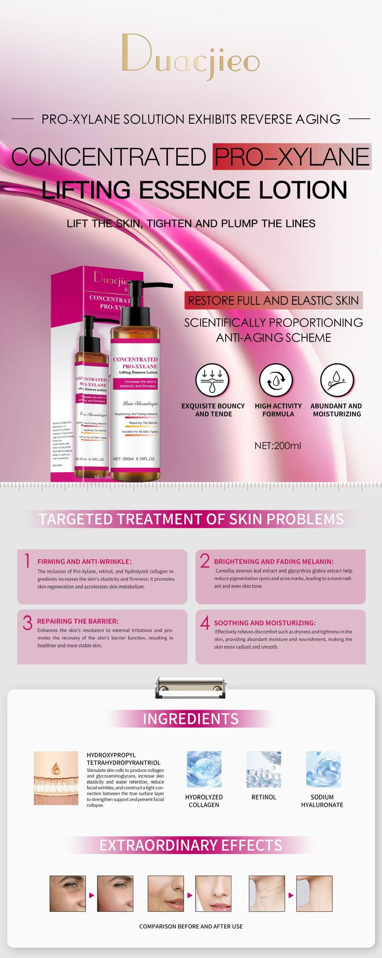 DUACJIEO Moisturizing Water Essence Lotion Toner Primer Lotion Moisturizing and Hydrating Collagen Cross-border pic 3