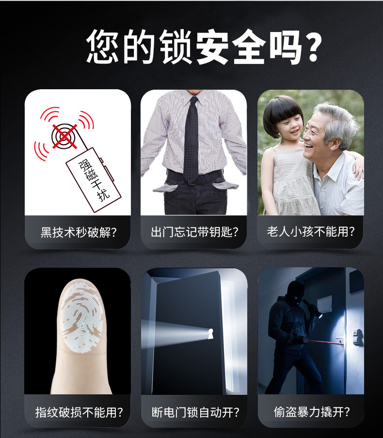 Tongtong Lock Silver and black dual-color smart door lock with facial and fingerprint recognition and blue backlit keyboard pic 6