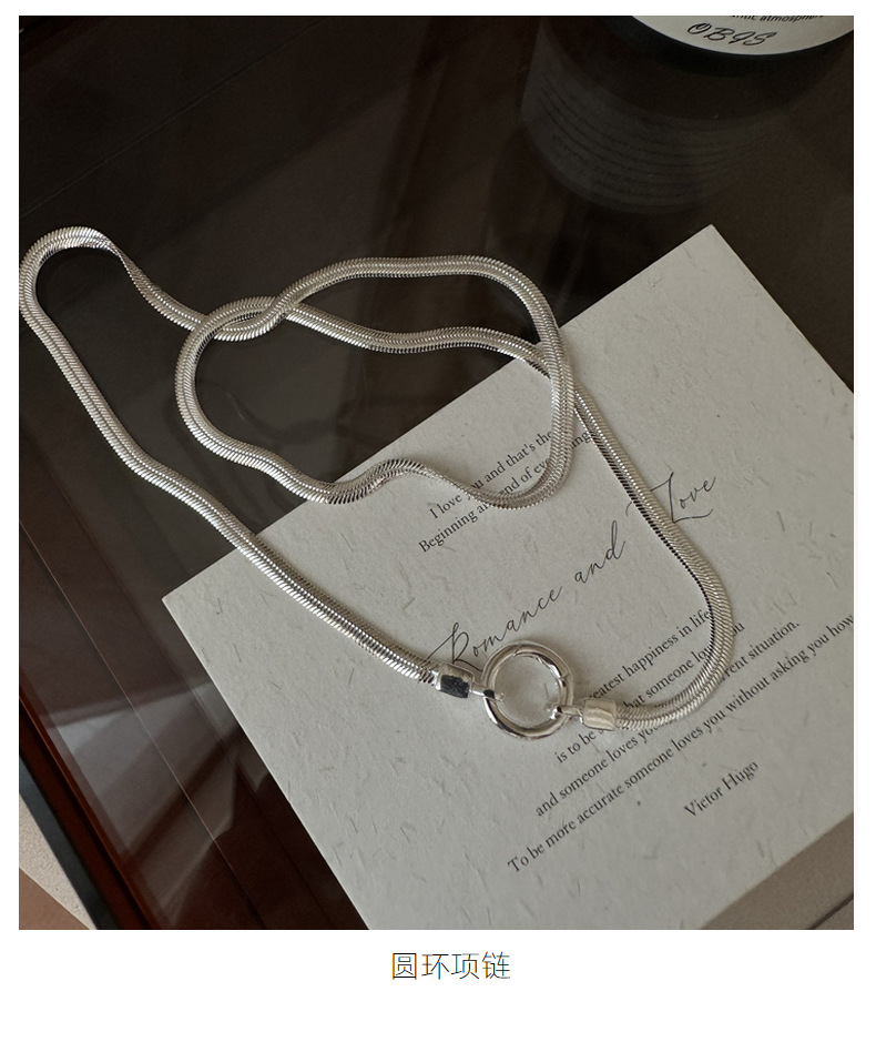 S925 sterling silver Korean version niche design snake bone necklace, Korean style simple and retro collarbone chain wholesale pic 1