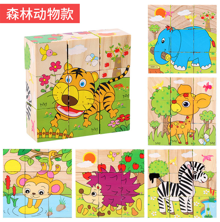 9粒六面画立体拼图块儿童益智力早教幼儿园积木质制玩具变脸魔方详情15