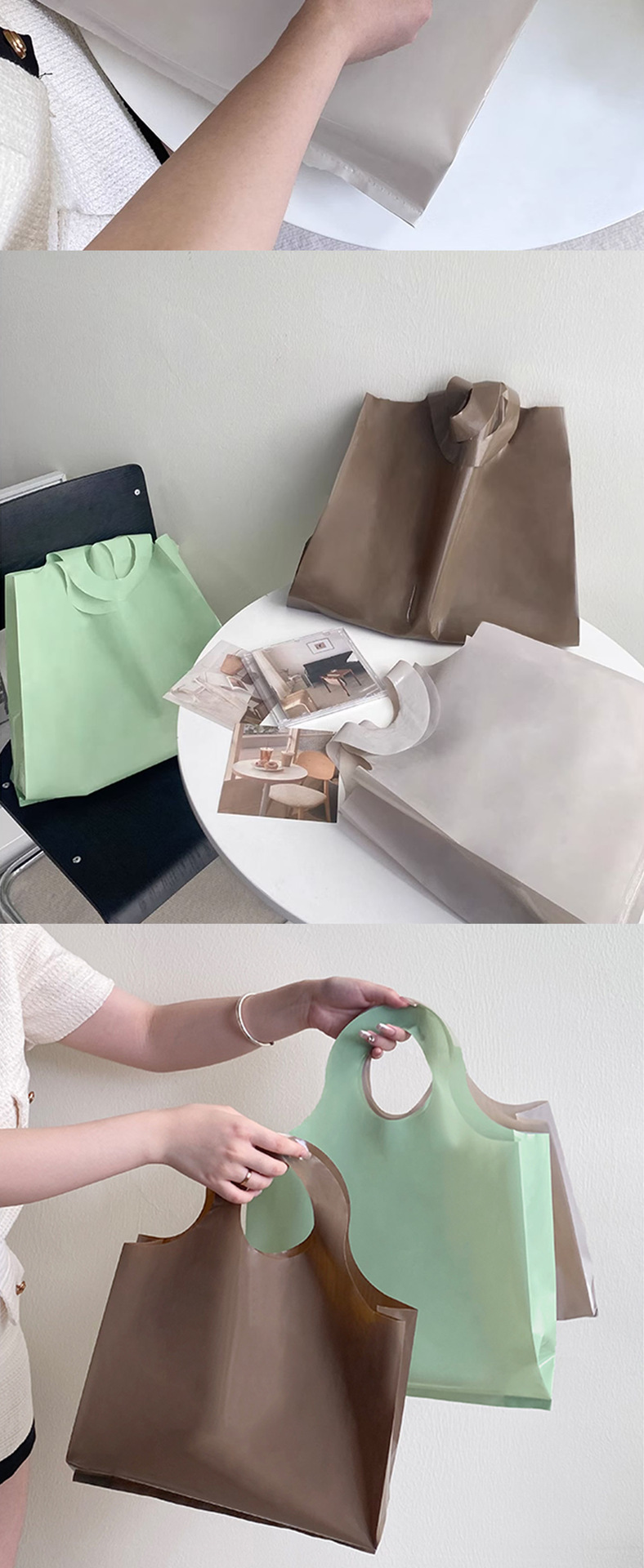 高级圆口服装店手提袋加厚塑料衣服用购物礼品包装打包袋可批发详情6