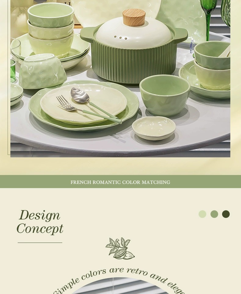 奶油风碗碟套装家用ins简约高颜值陶瓷碗筷碗盘乔迁餐具批发礼品详情3