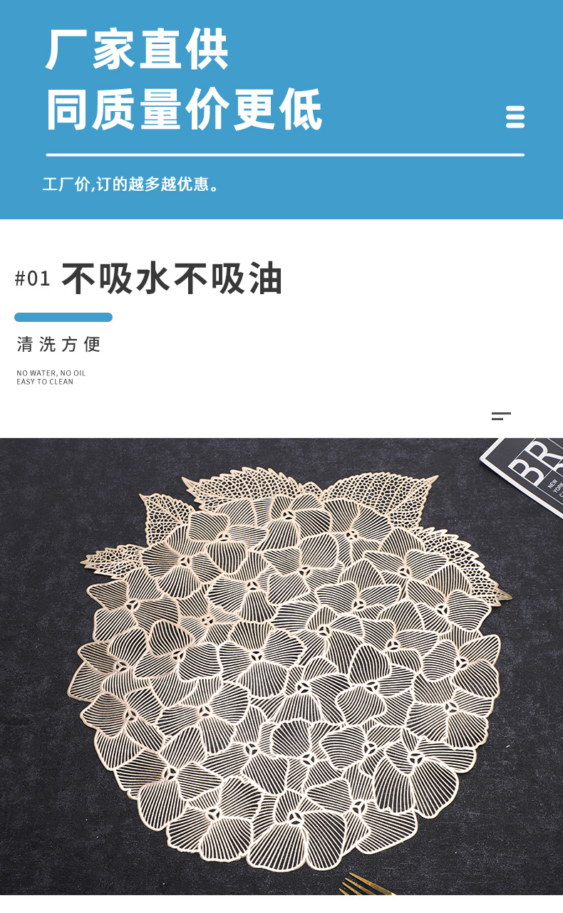 圣特pvc烫金圆形不规则隔热防滑茶几垫餐桌垫装饰垫餐垫简约风详情1