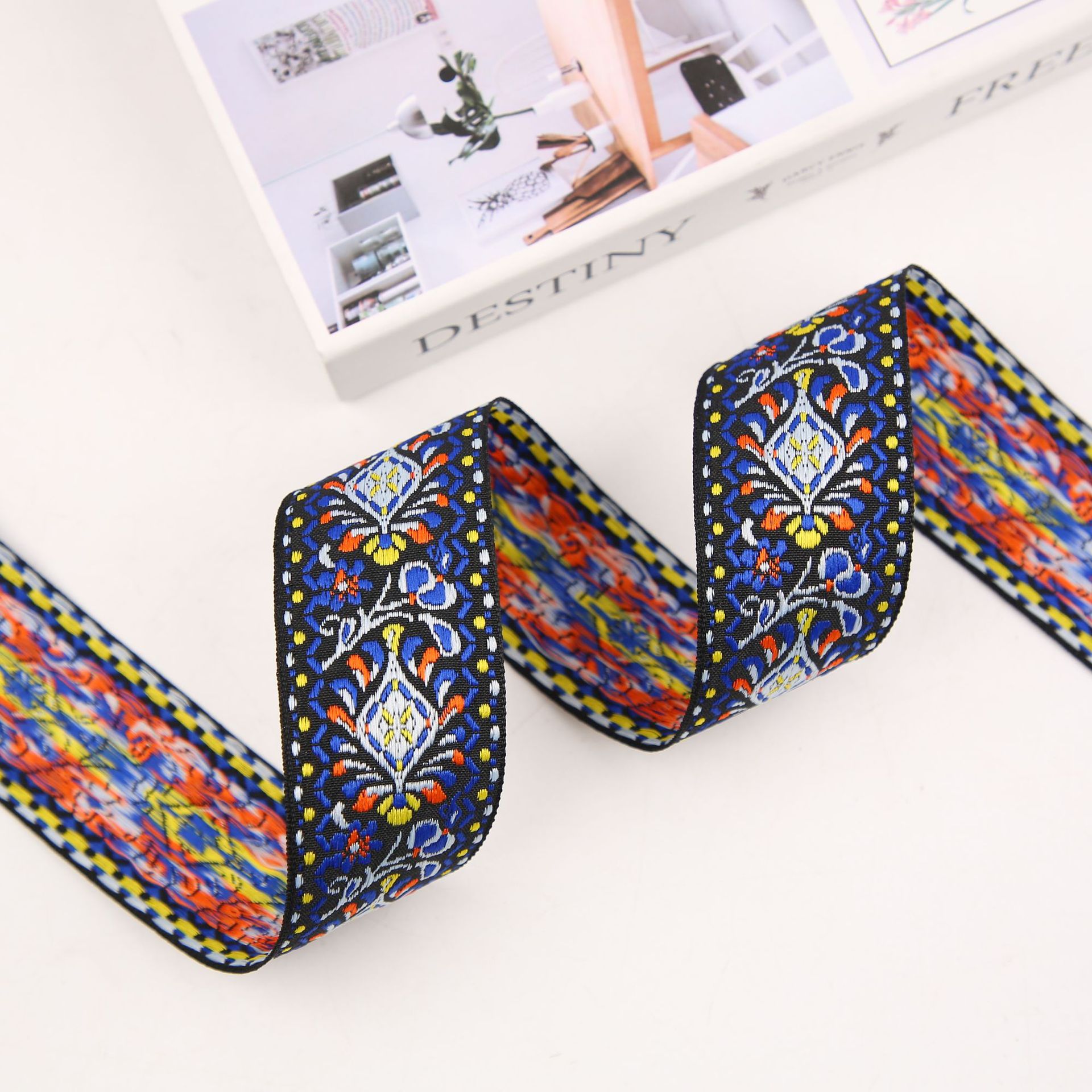 Wholesale of 4.0cm retro ethnic style totem pattern jacquard webbing lace ethnic clothing webbing accessories in stock pic 15