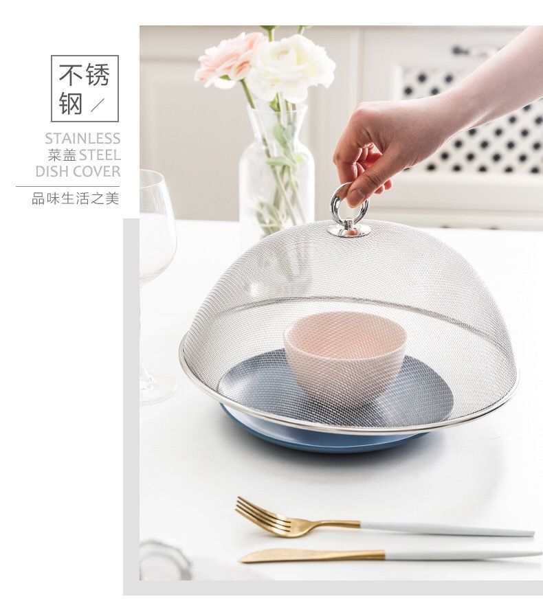Factory direct supply of stainless steel round vegetable covers for household dining tables, mosquito-proof covers, dust-proof dining table covers, and food covers pic 10