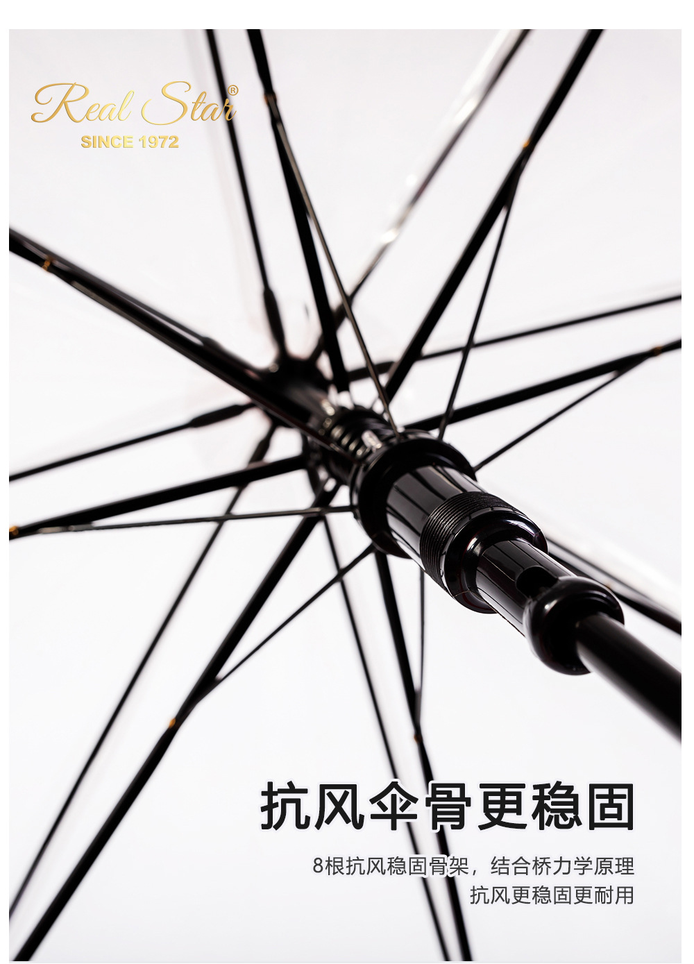 英伦复古宽边透明雨伞欧洲风格阿波罗拱形鸟笼伞现货批发挡风遮阳防雨用品详情14