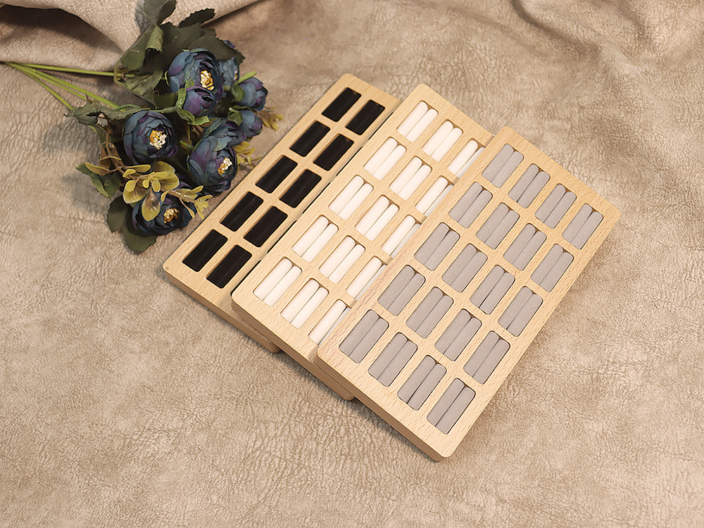 二十位戒指首饰展示托盘实木多卡位钻戒收纳无盖饰品包装礼盒多色详情14