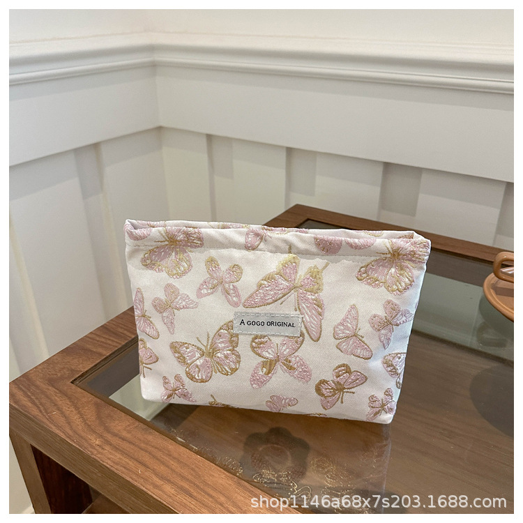 跨境蝴蝶化妆包小清新便携护肤品收纳袋旅行洗漱包帆布方包手拿包详情12