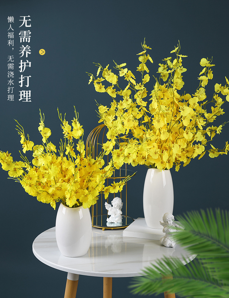 Dancing Orchid, single artificial flower, Phalaenopsis, European-style home decoration, Oncidium, cross-border flower bouquet, 5-fork simulated dancing orchid pic 4