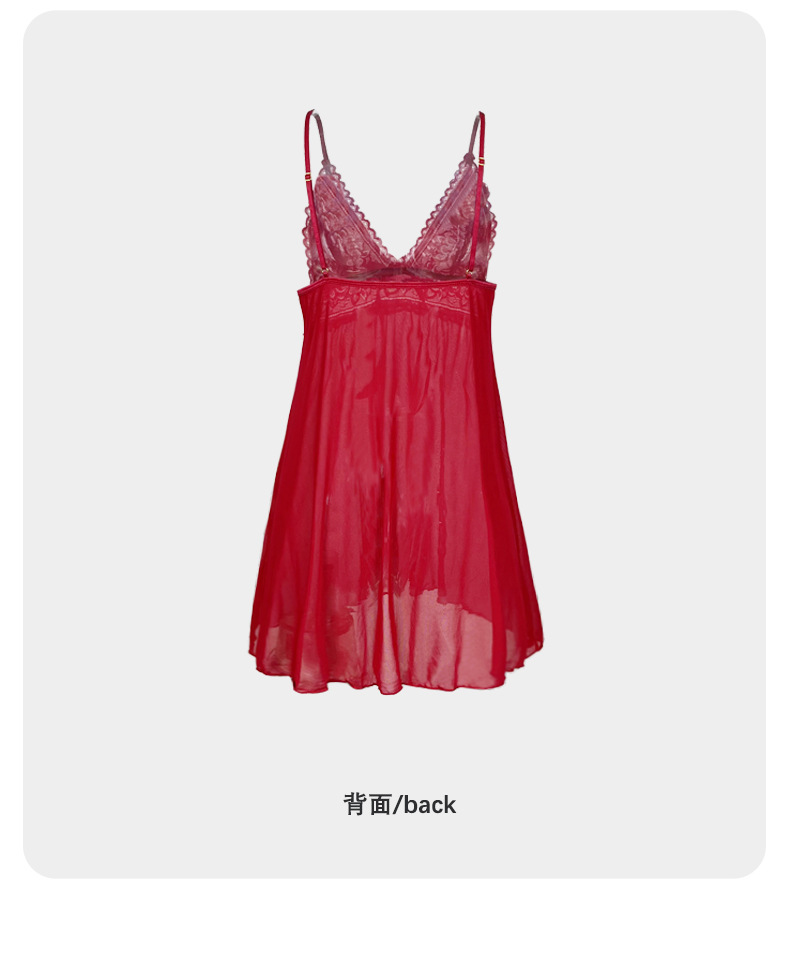 Source Factory Summer Sexy See-through mesh lace Halter Dress Low-cut thin private Seductive Sleeping Dress 716 pic 9