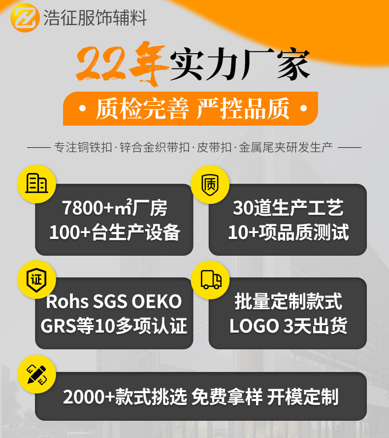 铁皮军扣 韩版男女休闲经典百搭腰带扣头 帆布织带皮带扣可定logo详情1