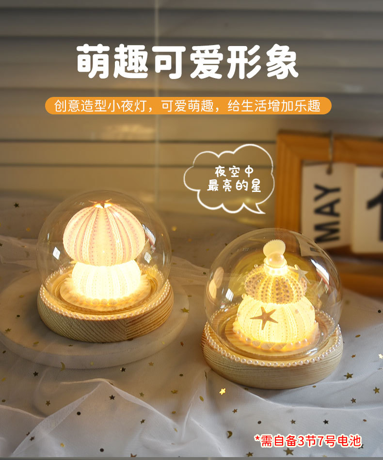 海胆氛围灯 diy材料包手工制作圆球玻璃罩小夜灯海星摆件生日礼物详情2