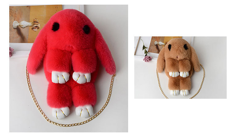 A plush chain rabbit bag for women, a single-shoulder crossbody bag imitating rex rabbit fur, a plush single-shoulder bag pic 21
