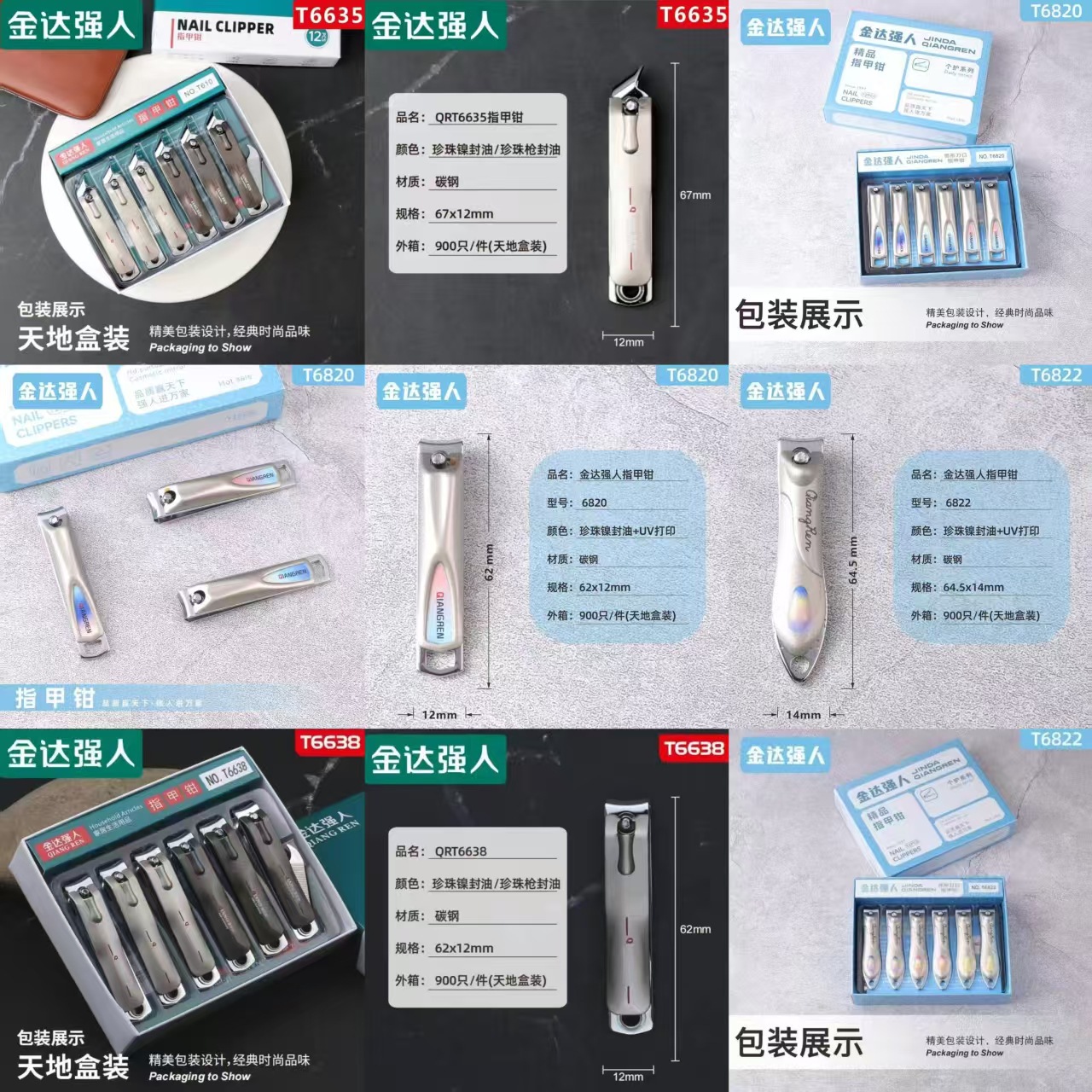 新款金达强人T6638平口指甲钳 高碳钢指甲刀家用修甲美甲工具批发详情2