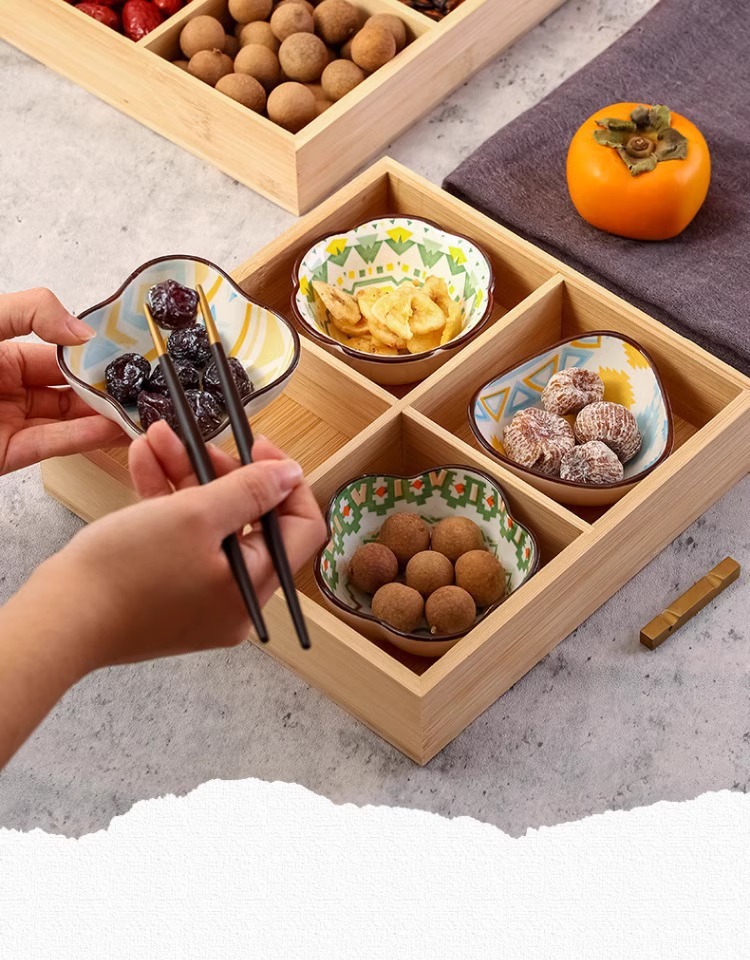 竹环保盘托盘干果盘木质围炉九宫格餐具火锅配菜拼盘煮茶零食盘详情7
