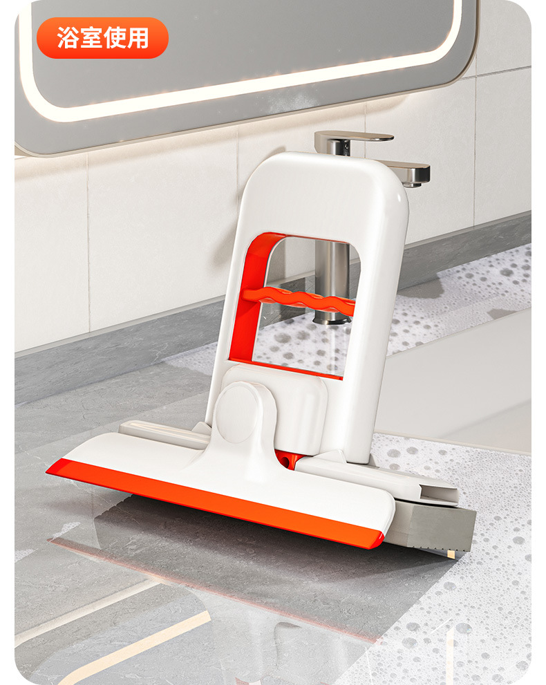 This desktop lazy mop comes with a built-in water-scraping, hand-held, water-absorbing sponge, and is a foldable rubber cotton mop for the bathroom pic 16