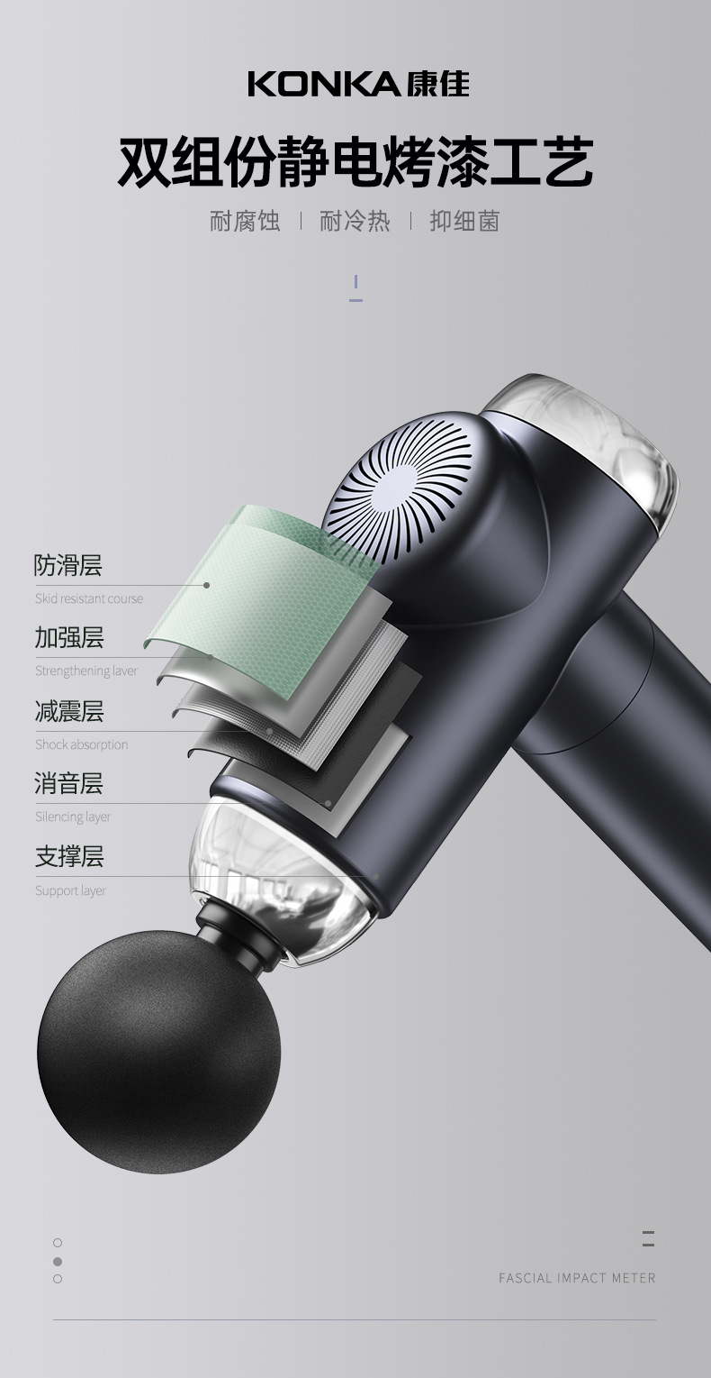 康佳筋膜枪家用便携肌肉放松器充电筋膜抢按摩器跨境筋膜枪肌膜枪详情13