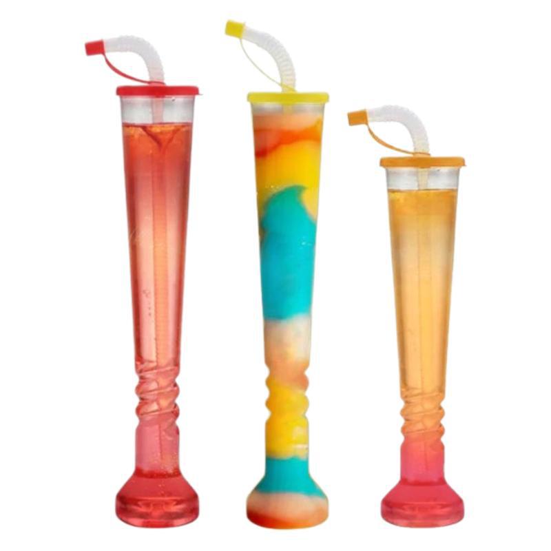 Creative plastic long-necked cups for bars, KTVS, straw cups, dumbbell drinks, and screw-shaped milk tea cups are available as gifts for portability pic 4