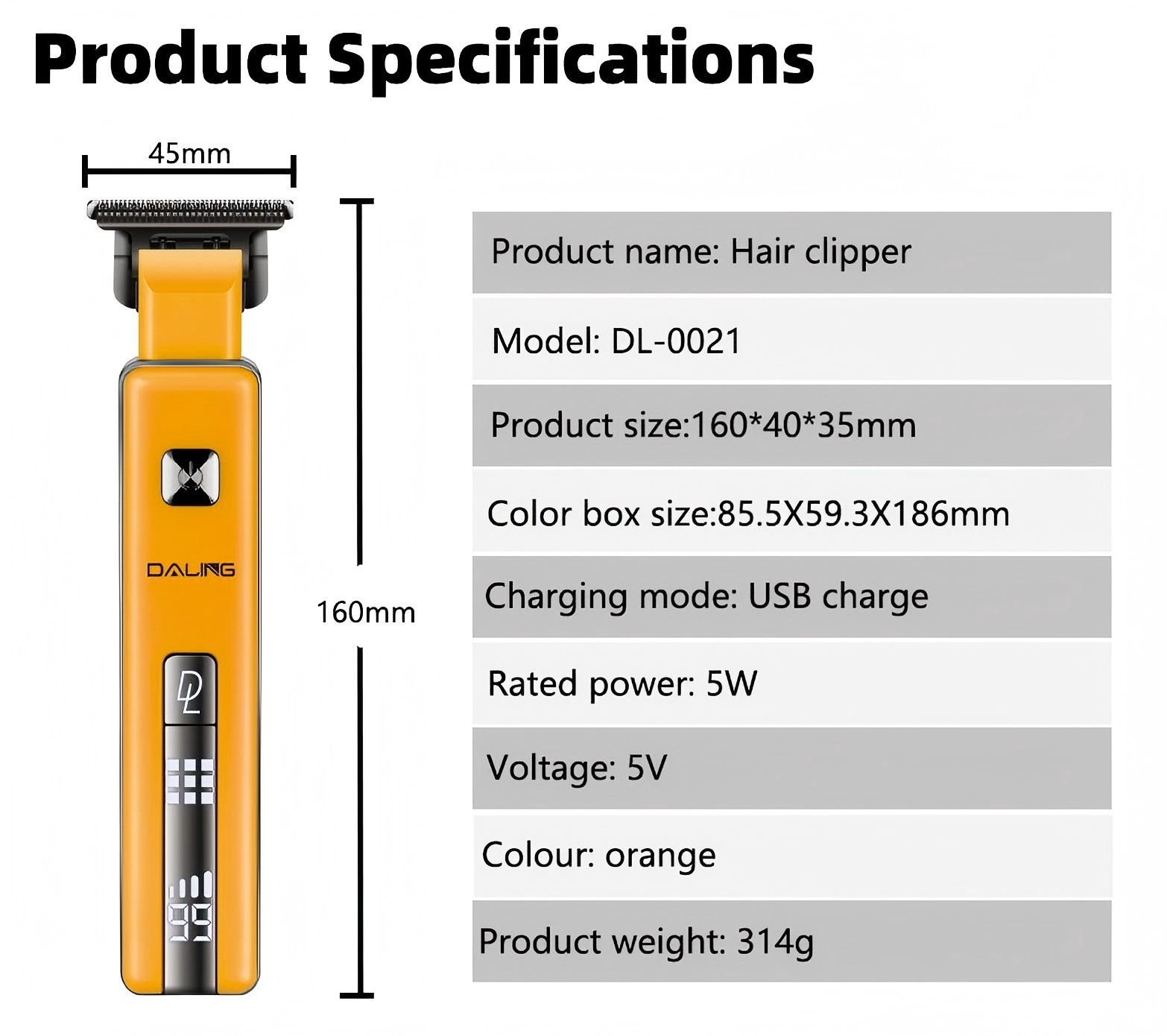 DALING 0021 Hair clipper with digital display USB charging oil head clipper for home hair salon engraving haircuts pic 13