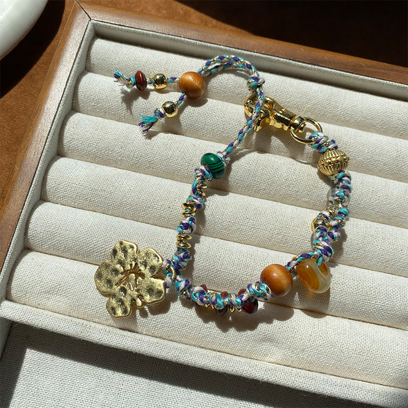 欧美春夏度假缤纷海岛扶桑花朵吊坠项链小众设计感编绳设计手链详情5