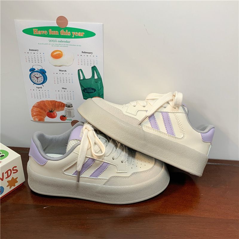 小众甜美厚底板鞋女款2025春秋季百搭德训鞋内增高休闲运动小白鞋详情5