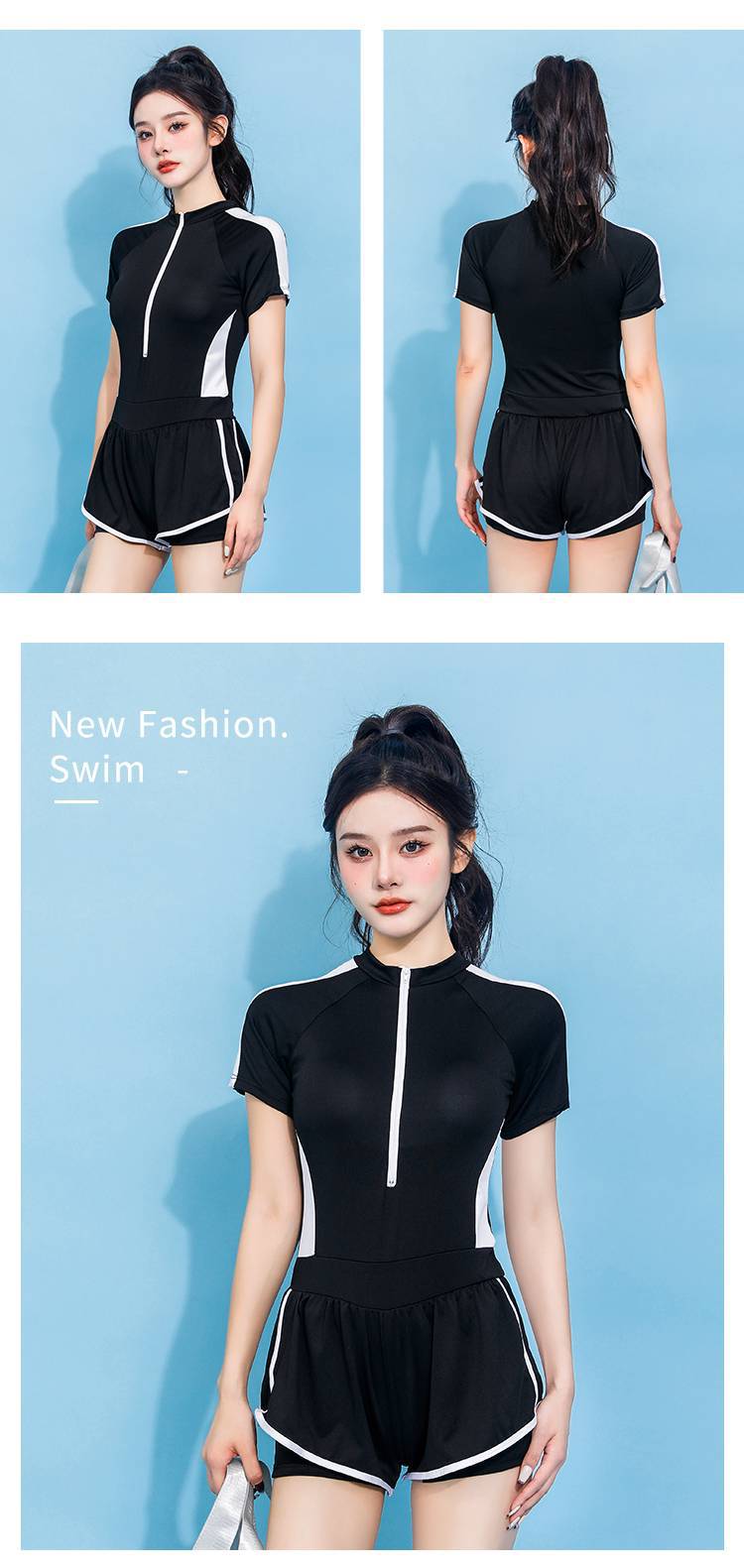 New student sportswear straight-leg pants for women in hot spring swimsuits, fashionable, slimming and form-fitting one-piece swimming suits manufacturer wholesale -029375 pic 49