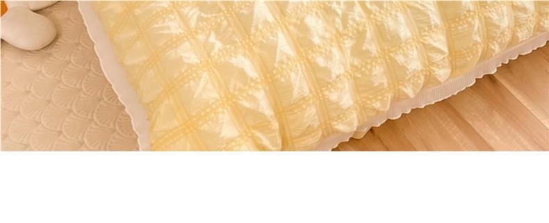 ins Seep yarn four-piece set, plain lace princess-style full soft cotton quilt cover, pleated washed cotton bed sheet three-piece set pic 7