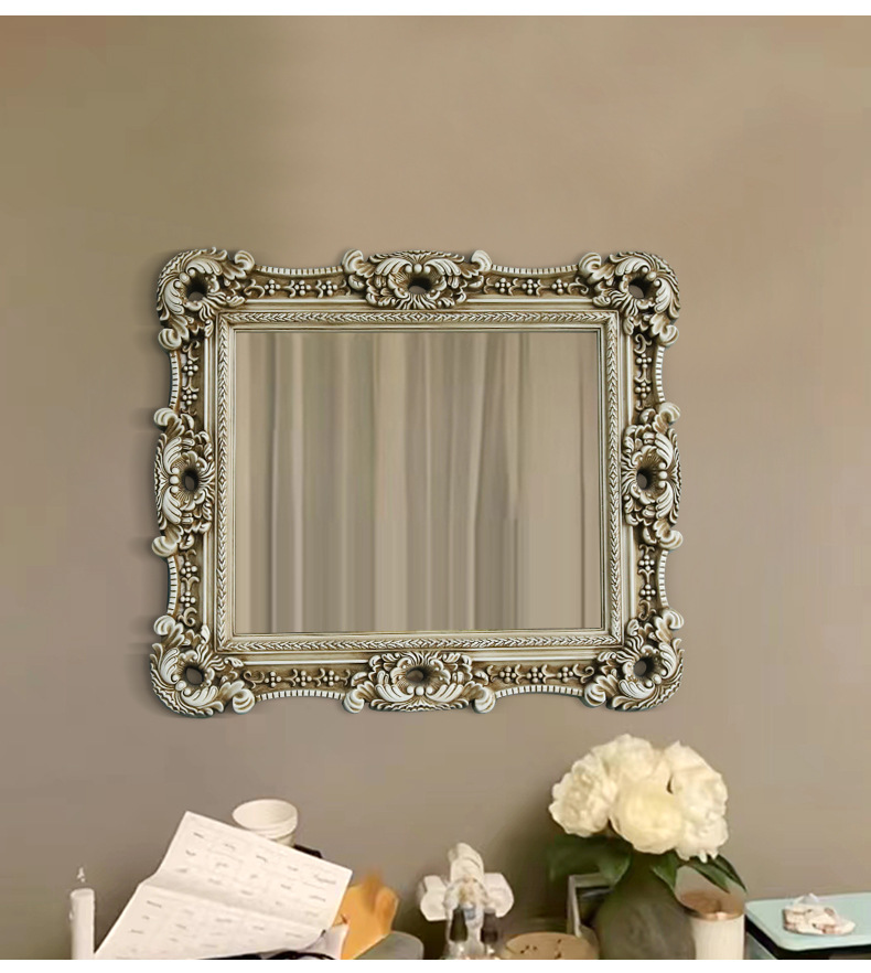 欧式古典油画框非树脂画框欧式浴室镜壁挂客厅玄关装饰镜子卫浴镜详情18