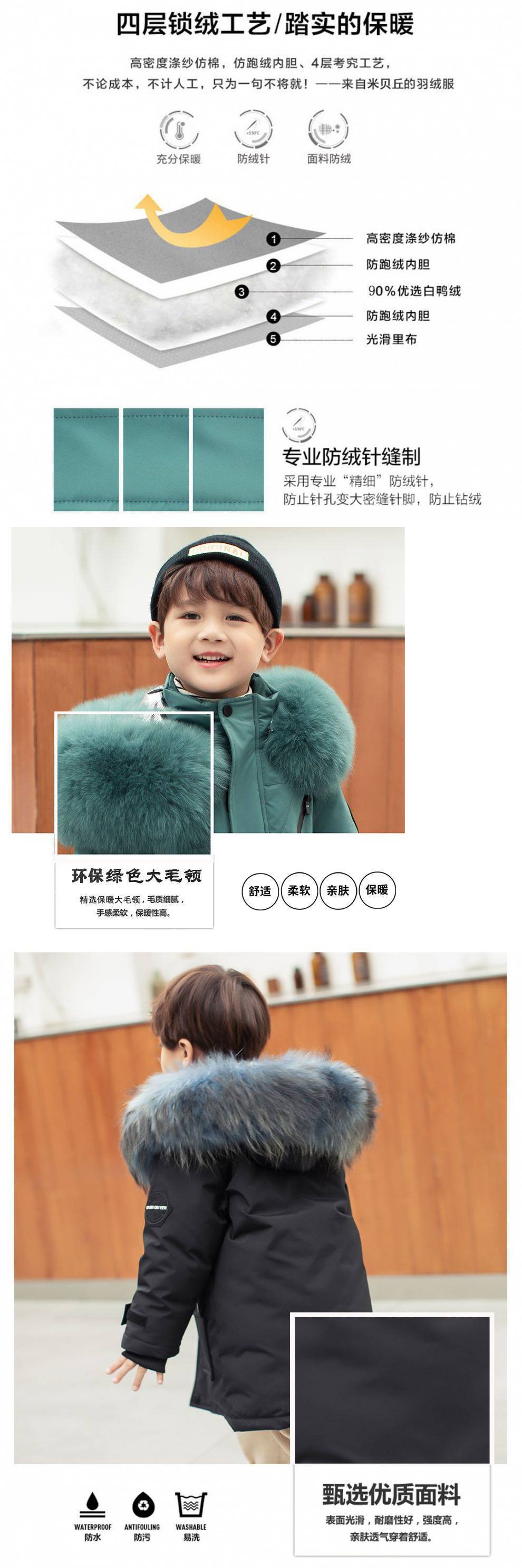 儿童秋装外套儿童羽绒服男童中长款加厚中小童白鸭绒2024新款洋气详情2