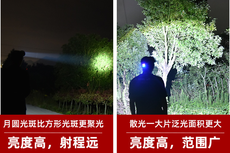 红色小头灯强光手电筒头灯Cob矿灯180g强光头灯详情5