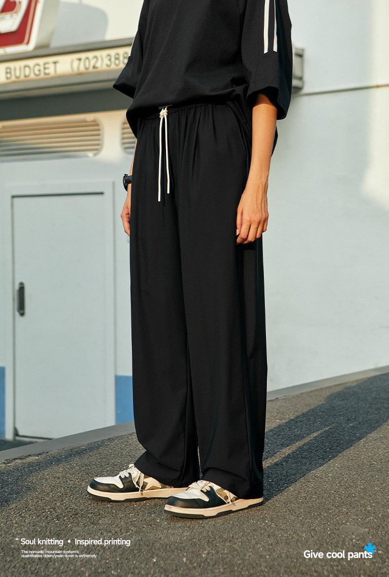 捷展男装|街头格纹速干空调裤2025春夏新品高弹凉感阔腿裤冰丝裤详情21